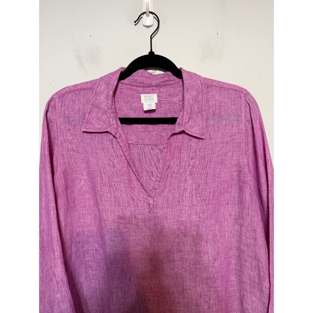 Sigrid Olsen Scandinavian Linen Tunic Top Women Medium Hampston Chic Slow Living - Picture 2 of 8